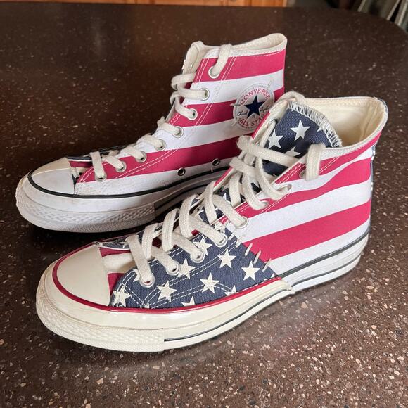 Converse All Star Chuck Taylor high top sneakers USA American Flag M 7.5 W 9.5 - Picture 1 of 12